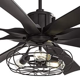 Image3 of 70" Possini Defender Matte Black LED Ceiling Fan with Remote more views