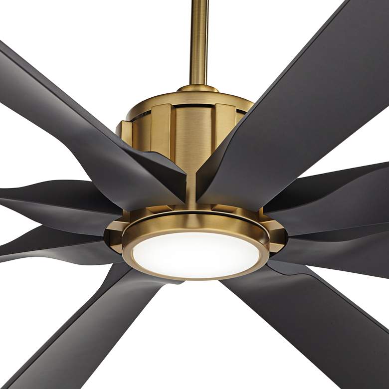 Image 3 70 inch Possini Defender Soft Brass/Black Damp LED Ceiling Fan with Remote more views