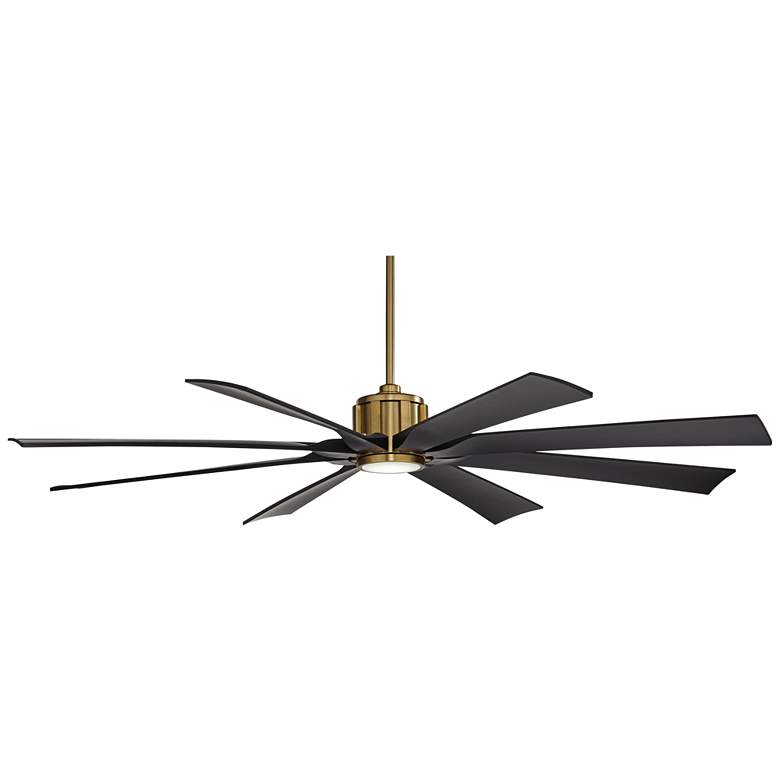 Image 5 70" Possini Defender Soft Brass/Black Damp LED Ceiling Fan with Remote more views