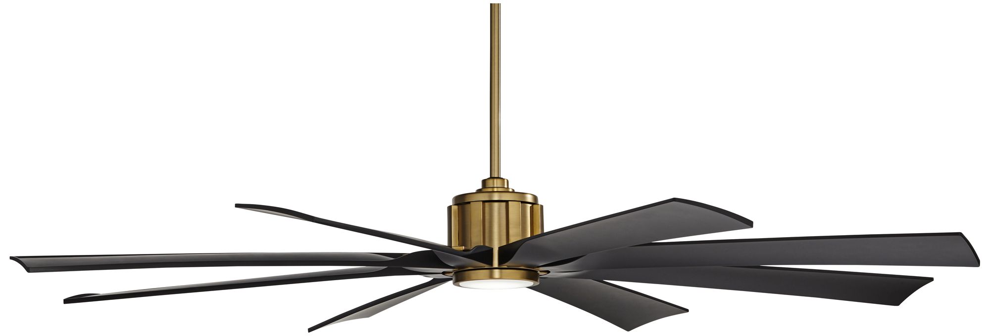 70" Possini Defender Soft Brass/Black Damp LED Ceiling Fan with Remote