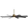 70" Possini Defender Soft Brass/Black Damp LED Ceiling Fan with Remote