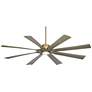 70" Possini Defender Soft Brass Damp Rated LED Ceiling Fan with Remote