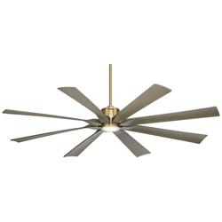 70&quot; Possini Defender Soft Brass Damp Rated LED Ceiling Fan with Remote