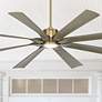 Thumbnail1 of 70" Possini Defender Soft Brass Damp Rated LED Ceiling Fan with Remote
