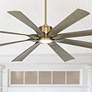 70" Possini Defender Soft Brass Damp Rated LED Ceiling Fan with Remote