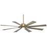70" Possini Defender Soft Brass Damp Rated LED Ceiling Fan with Remote