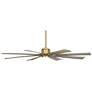 70" Possini Defender Soft Brass Damp Rated LED Ceiling Fan with Remote