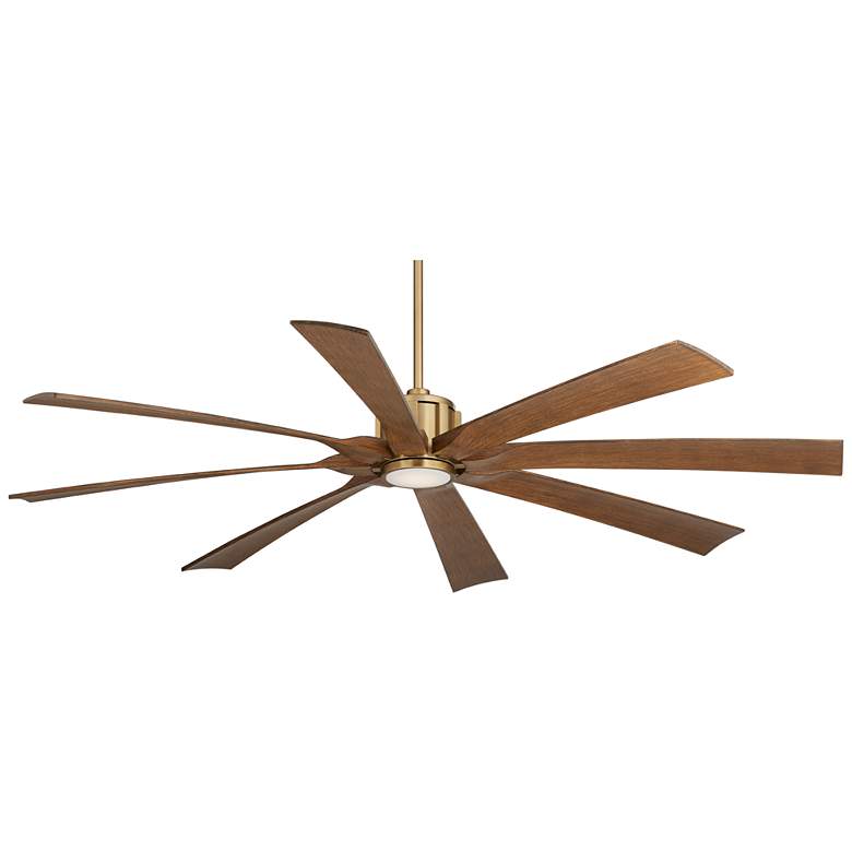 Image 2 70" Possini Defender Soft Brass Koa Damp LED Ceiling Fan with Remote