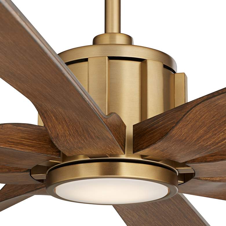Image 3 70" Possini Defender Soft Brass Koa Damp LED Ceiling Fan with Remote more views