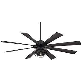 Image2 of 70" Possini Euro Defender Black LED Large Ceiling Fan with Remote