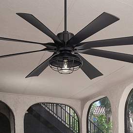 Image1 of 70" Possini Euro Defender Black LED Large Ceiling Fan with Remote