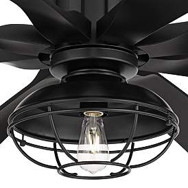 Image3 of 70" Possini Euro Defender Black LED Large Ceiling Fan with Remote more views