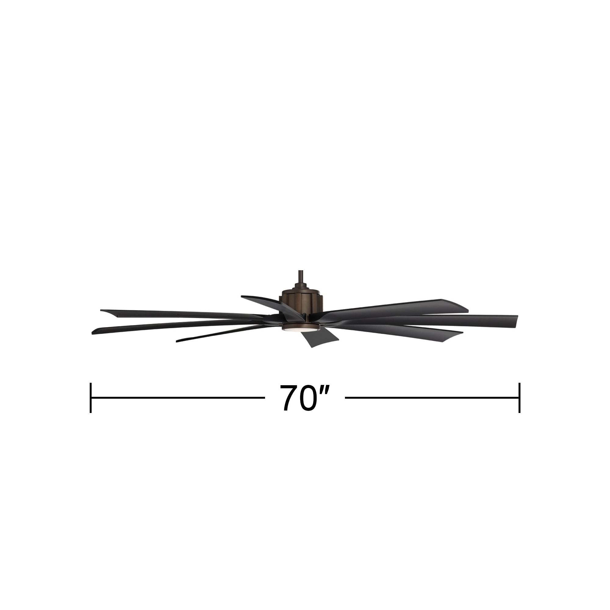 70" Possini Euro Defender Bronze Black LED Ceiling Fan with Remote