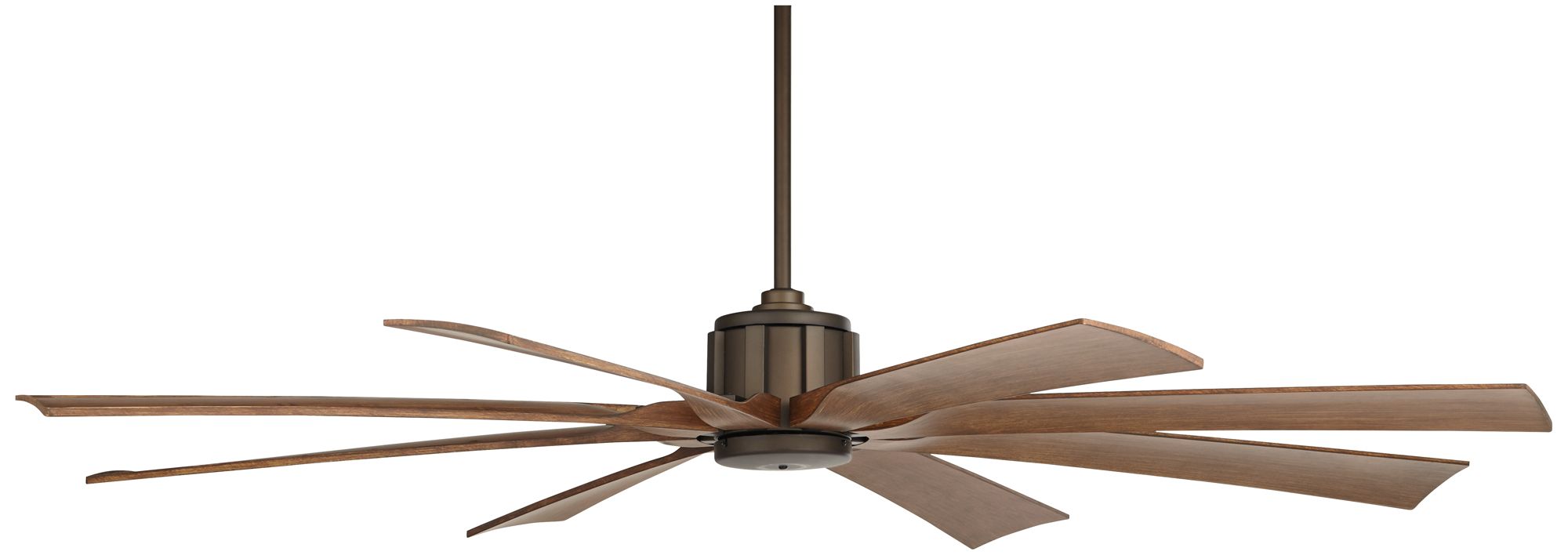 70" Possini Euro Defender Bronze Koa Damp Ceiling Fan with Remote in scene