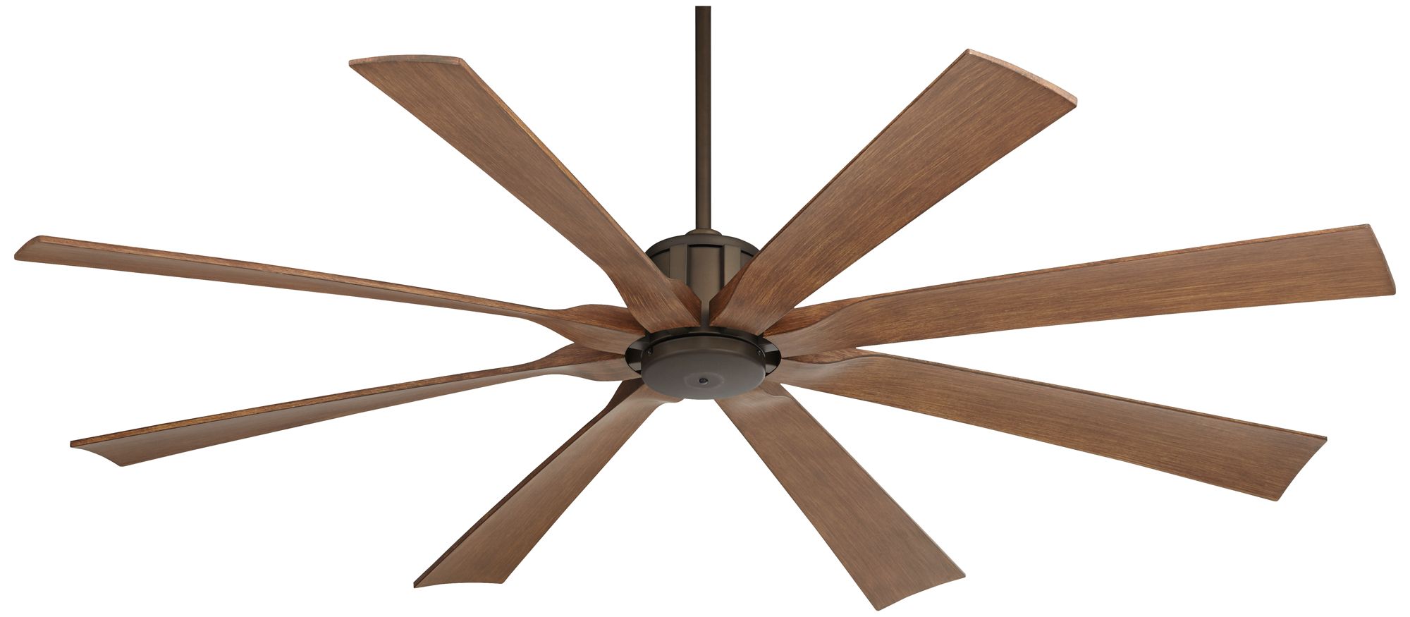 70" Possini Euro Defender Bronze Koa Damp Ceiling Fan with Remote in scene