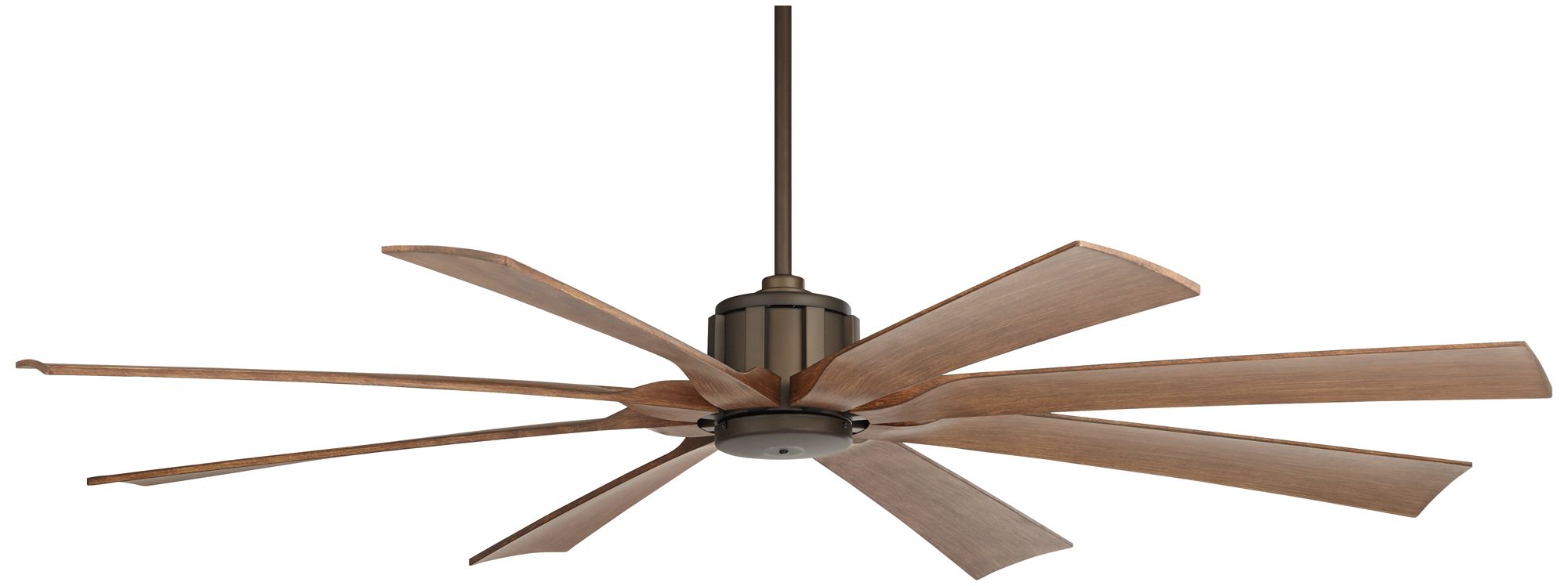 70" Possini Euro Defender Bronze Koa Damp Ceiling Fan with Remote in scene
