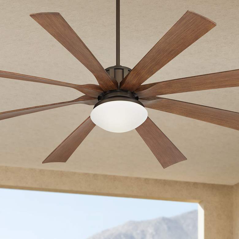 Image 1 70" Possini Euro Defender Bronze Koa LED Ceiling Fan with Remote
