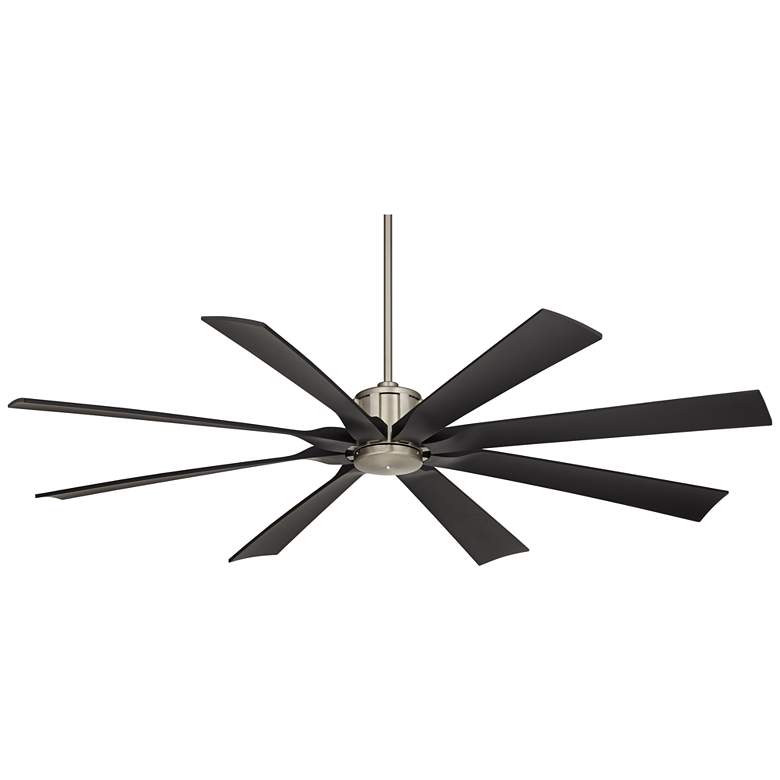 Image 2 70 inch Possini Euro Defender Brushed Nickel Damp Ceiling Fan with Remote