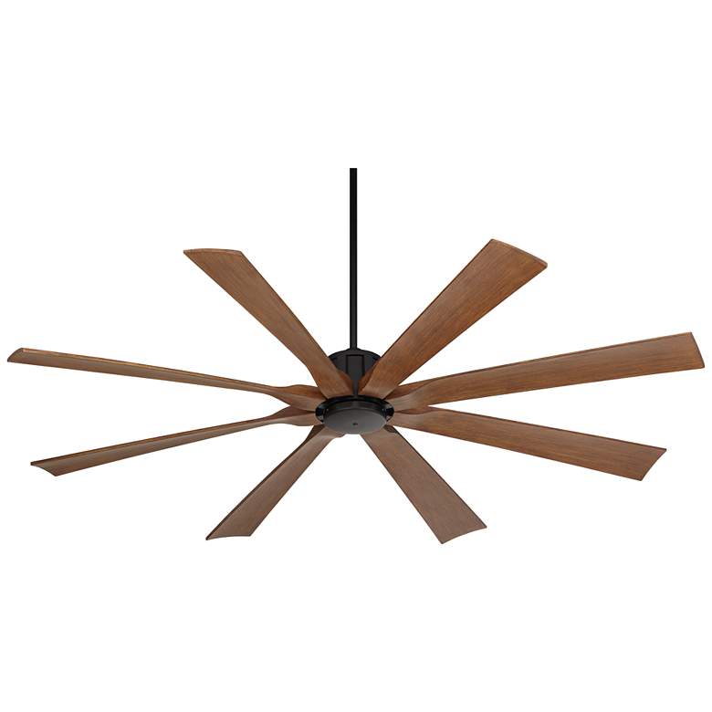 Image 6 70 inch Possini Euro Defender Matte Black Koa Damp Ceiling Fan with Remote more views