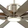 3_70" Possini Euro Defender Nickel and Oak Damp LED Fan with Remote more views