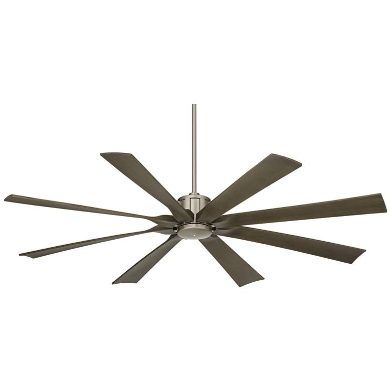 Image 2 70 inch Possini Euro Defender Nickel and Oak Large Ceiling Fan with Remote