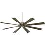 70" Possini Euro Defender Nickel and Oak Large Ceiling Fan with Remote