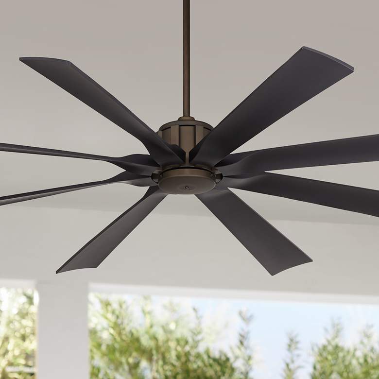 Image 1 70" Possini Euro Defender Oil-Rubbed Bronze Damp Ceiling Fan