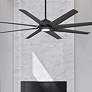 70" Roboto XL Matte Black LED Smart Ceiling Fan in scene