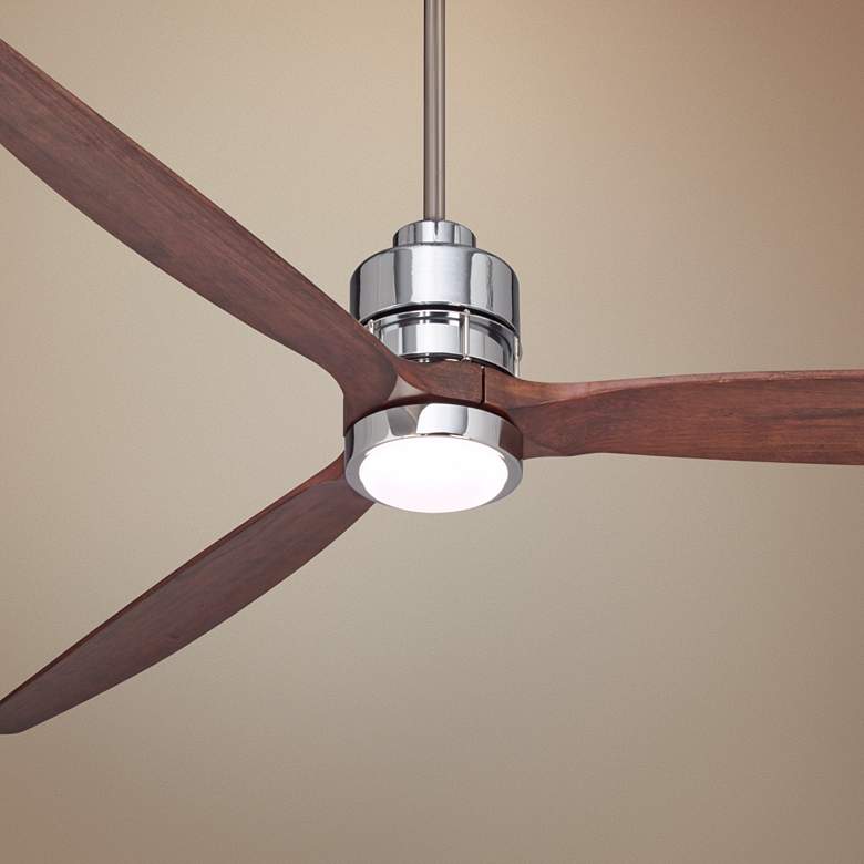 Image 1 70" Sonnet Craftmade Chrome and Walnut LED Large Ceiling Fan