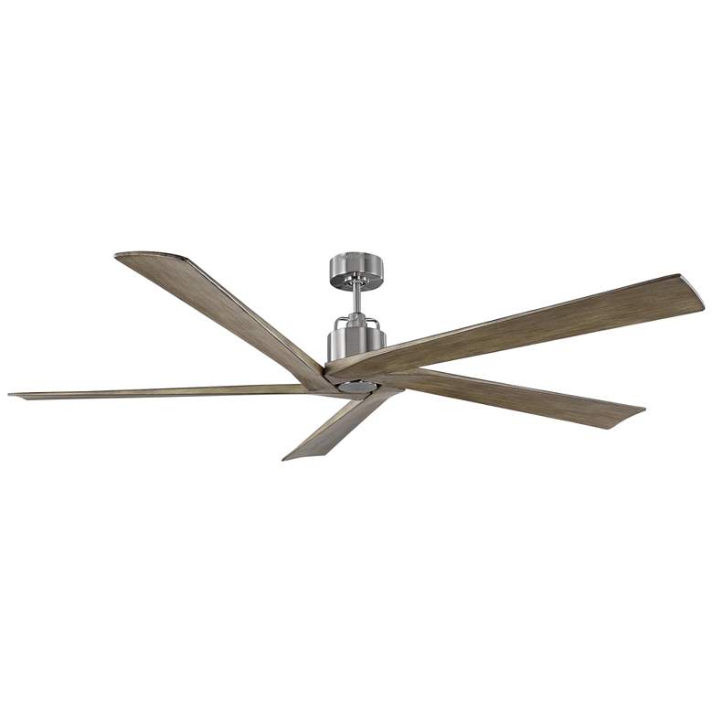 Image 2 70" Visual Comfort Aspen Brushed Steel Damp DC Ceiling Fan with Remote