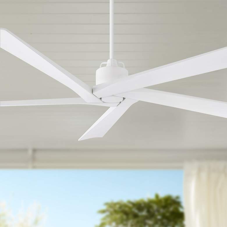 Image 1 70" Visual Comfort Aspen Matte White Wet Rated Ceiling Fan with Remote