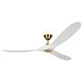 2_70" Visual Comfort Maverick Brass White Damp Ceiling Fan with Remote