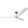 70" Visual Comfort Maverick Brass White Damp Ceiling Fan with Remote