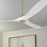 1_70" Visual Comfort Maverick Brass White Damp Ceiling Fan with Remote