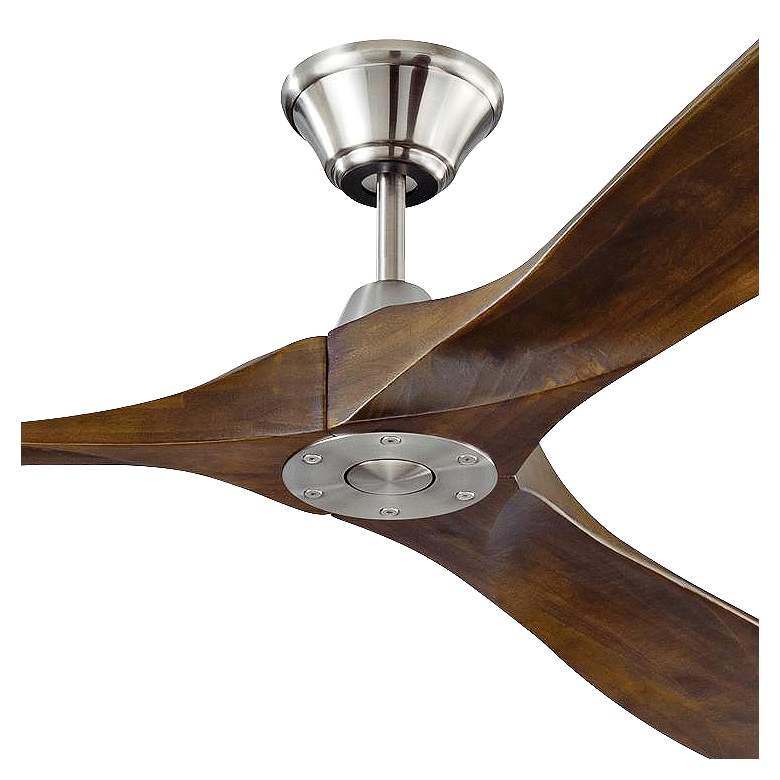 Image 3 70" Visual Comfort Maverick Brushed Steel Walnut Damp Fan with Remote more views