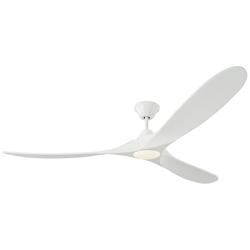 70" Visual Comfort Maverick Max Matte White Damp LED Fan with Remote