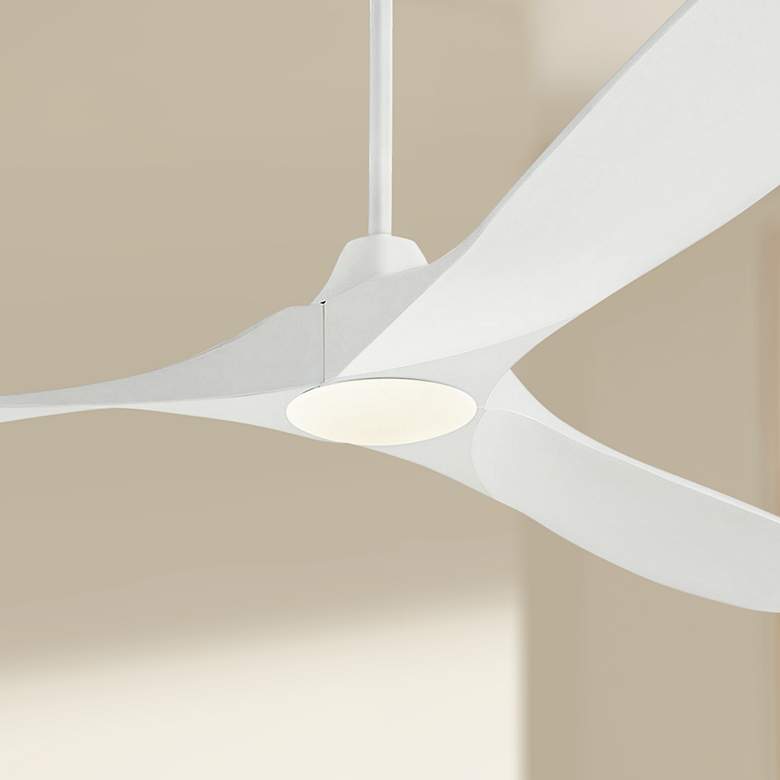 Image 1 70" Visual Comfort Maverick Max Matte White Damp LED Fan with Remote