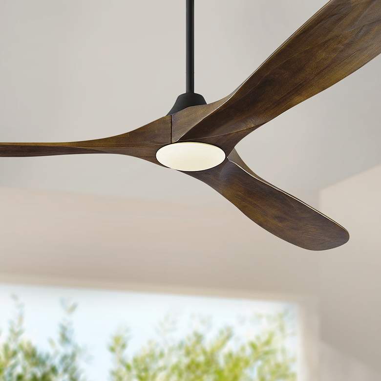Image 1 70" Visual Comfort Maverick Max Walnut LED Ceiling Fan with Remote