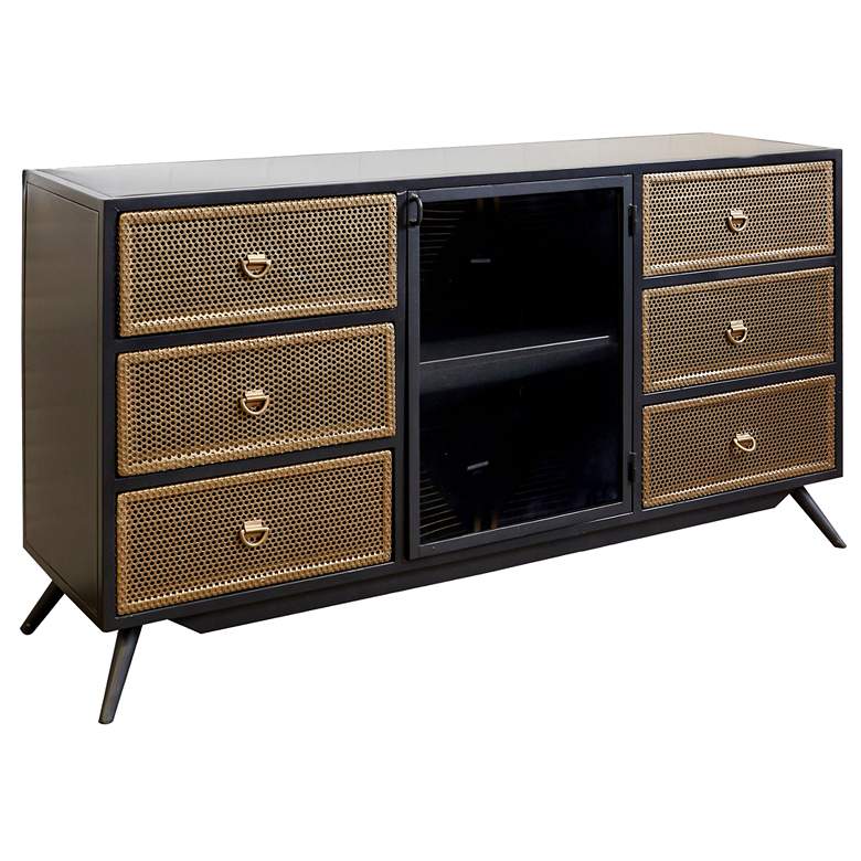 Image 1 70" Wide Gray and Gold Two-Tone Credenza