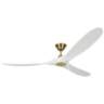 70" Maverick Brass White Large Ceiling Fan with Remote