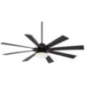 70" Possini Defender Matte Black Opal Damp LED Ceiling Fan with Remote