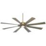 70" Possini Defender Soft Brass Damp LED Ceiling Fan with Remote