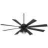 70" Possini Euro Defender Black LED Large Ceiling Fan with Remote