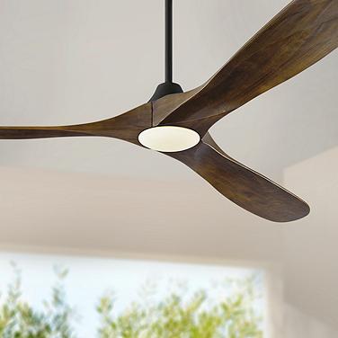 70" Visual Comfort Maverick Max Walnut LED Ceiling Fan with Remote