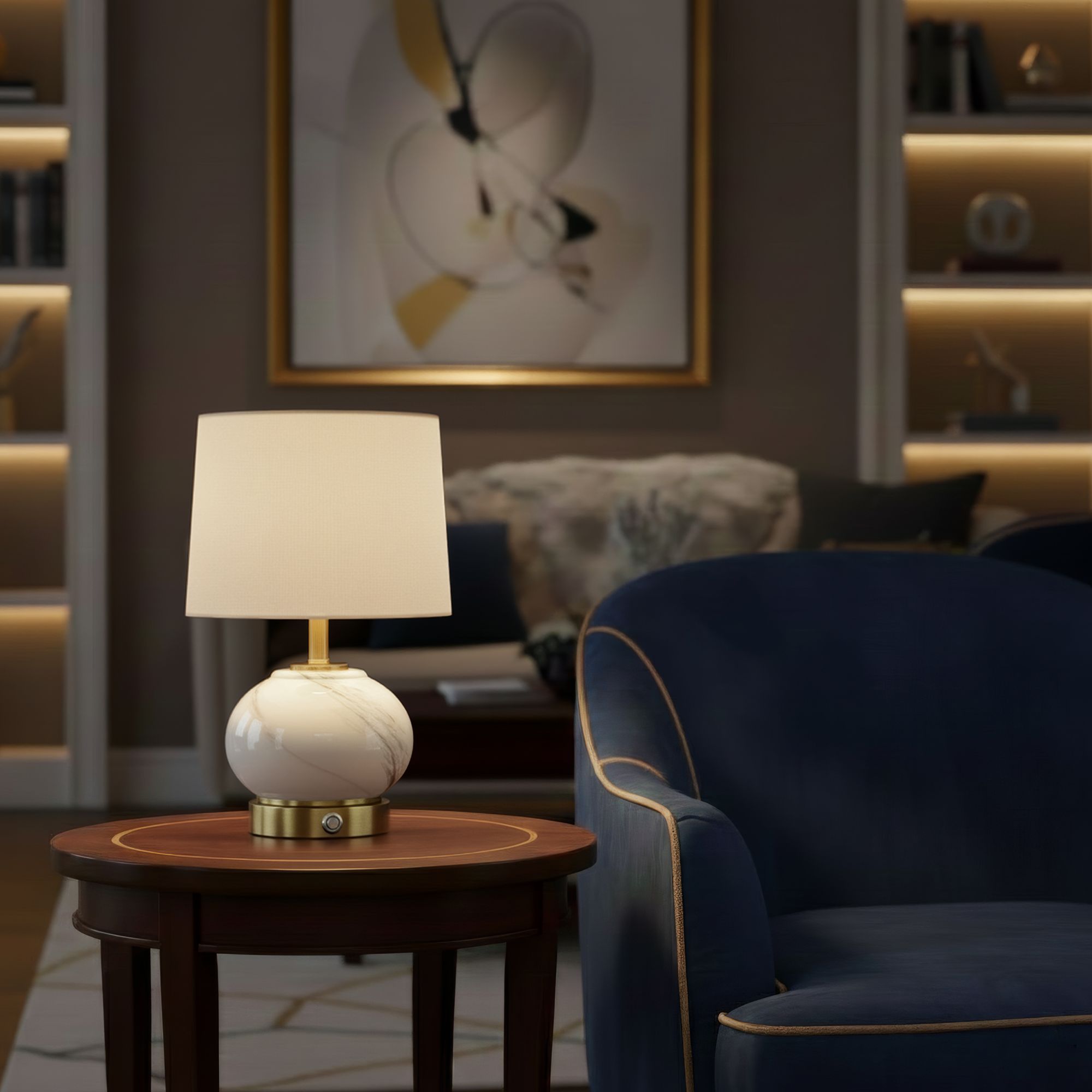 Possini Euro Liana 14 3/4"H Gray White Glass Battery Power Accent Lamp in scene