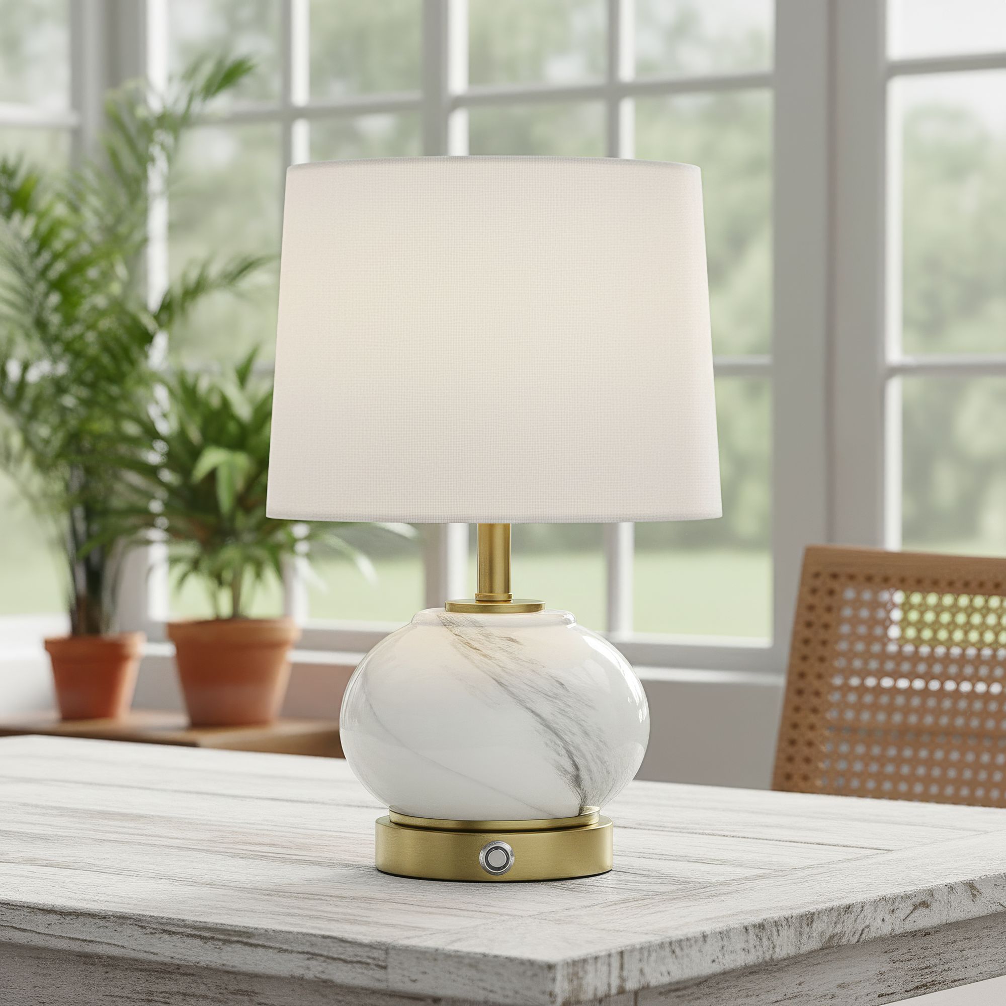 Possini Euro Liana 14 3/4"H Gray White Glass Battery Power Accent Lamp in scene