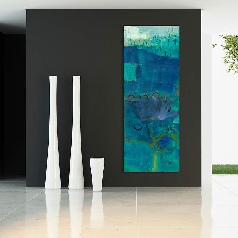 Image 1 Reedy Blue III 63"H Free Floating Tempered Glass Wall Art in scene