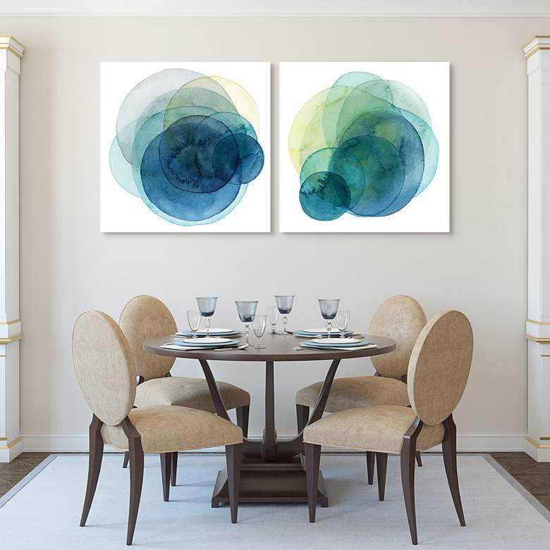 Image 1 Evolving Planets 38 inch Square 2-Piece Glass Wall Art Set in scene