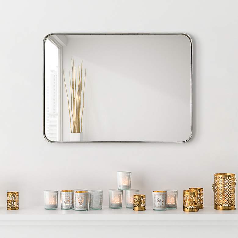 Image 1 Ultra Polished Silver 22 inch x 30 inch Rectangular Wall Mirror in scene