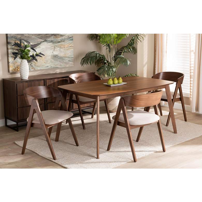 Image 1 Baxton Studio Danton Beige Faux Leather 5-Piece Dining Set in scene